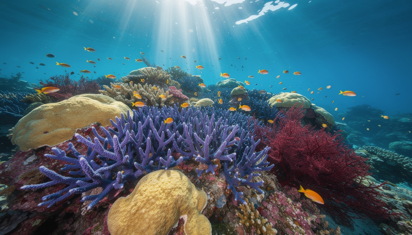 Terumbu karang berwarna-warni di bawah laut Makassar
